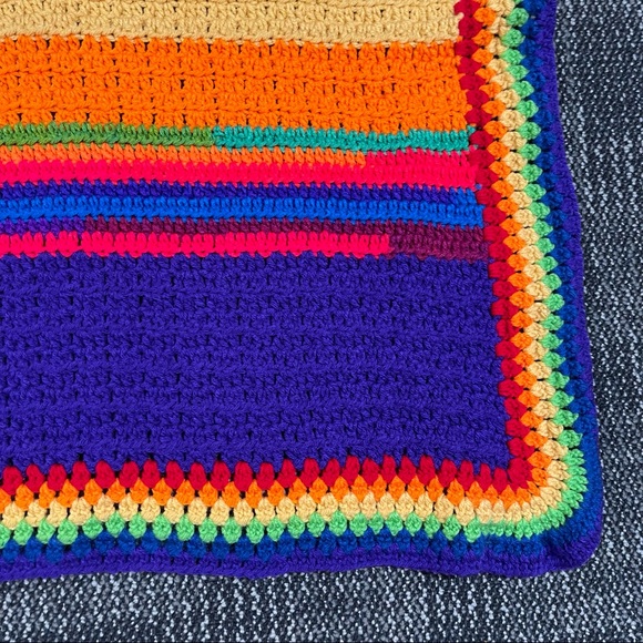 Afghan Blanket 51”x42” Throw Lap Blanket Rainbow - Picture 7 of 8